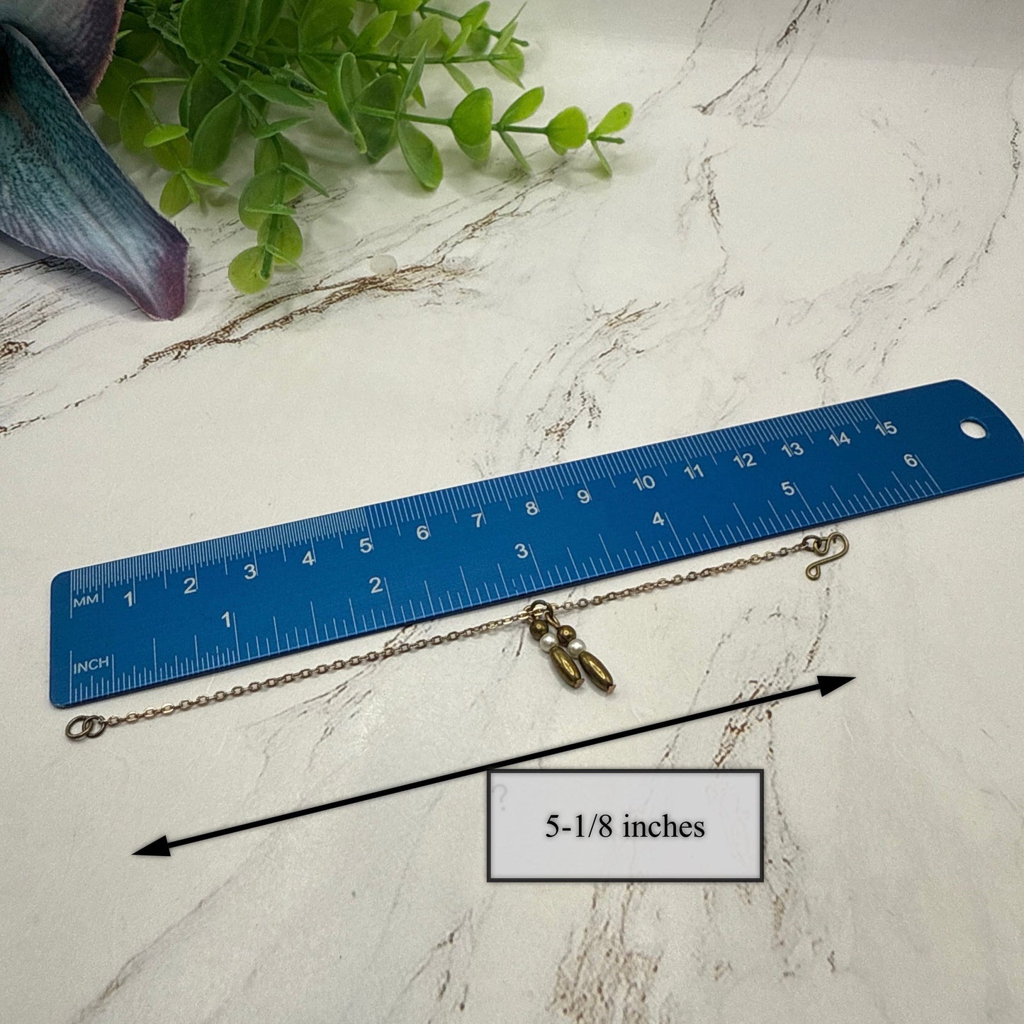 Bronze Brass Tone Pearl & Metal Bead Dangle Doll Necklace Earrings Set • 16 Inch Fashion Doll Jewelry