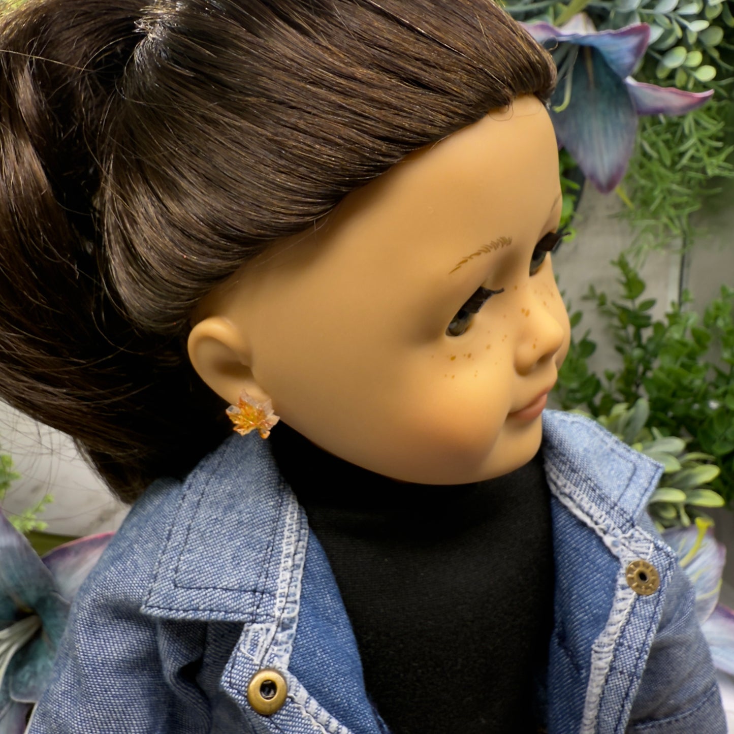 Autumn Maple Fall Leaf Post Doll Earrings •2mm Post fit 18 Inch Fashion Doll