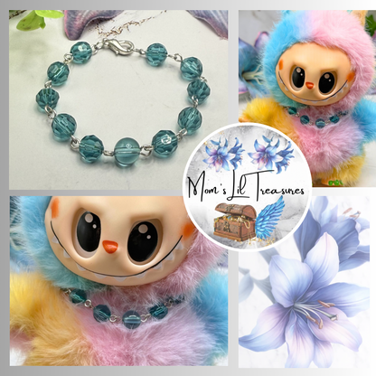 ✨Handmade Jewelry Designed to fit popular 17 to 20 cm (6 to 7 inch) Plushie Labubu Monster Dolls: add a stylish touch to your favorite plushie! ✨

Acrylic Faceted Crystal Turquoise Blue Beaded Link Necklace
