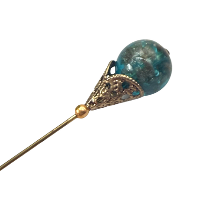 ✨ Handmade Vintage-Inspired Hatpin | Stick Pin | Hat Accessory | Sweater & Hijab Pin | Decorative Jewelry Gift for Her ✨

Vintage-Style Aqua Blue Glass Embedded Metallic Flecks Filigree Cone Base Hatpin - 6 inch