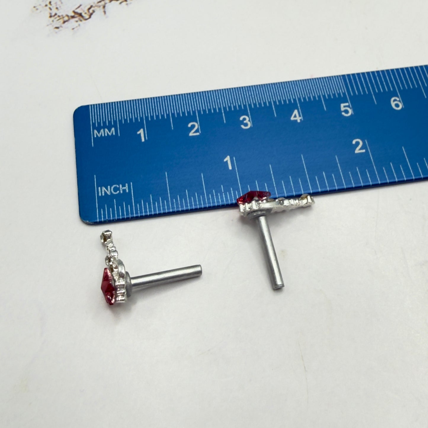 Red Rhinestone Star Wand Design Post Doll Earrings • 2mm Post for 18 Inch Fashion Doll