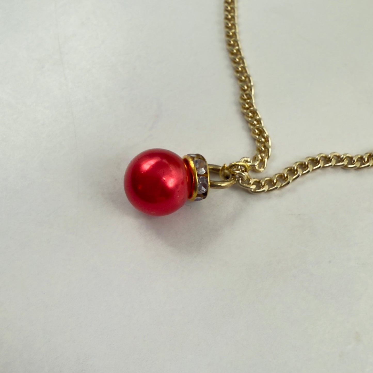 Red Pearly Christmas Ornament Charm Doll Necklace & Earrings Set • 18 Inch Fashion Doll Jewelry