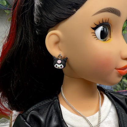 KUROMI Charm Sanrio Doll Necklace & Earrings Set • 18 Inch Fashion Doll Jewelry