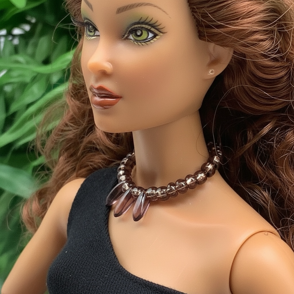 Purple Glass Wire Choker Doll Necklace • 16” Fashion Doll Jewelry