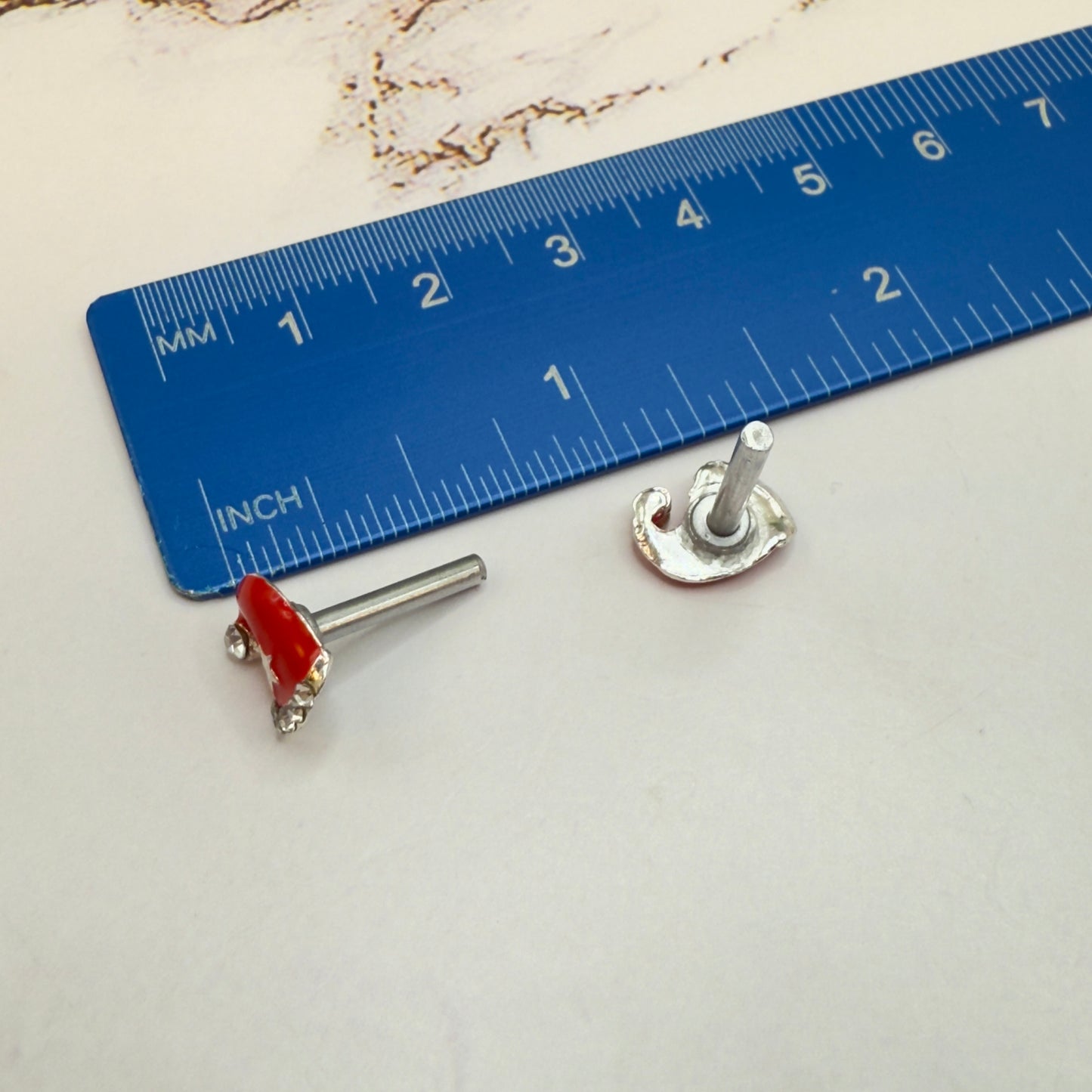 Red Sparkly Star Christmas Santa Hat Post Doll Earrings • 2mm Post for 18 Inch Fashion Doll