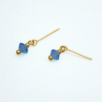 Blue Glass Crystal & Gold Dangle Doll Earrings • 16 Inch Fashion Doll Jewelry
