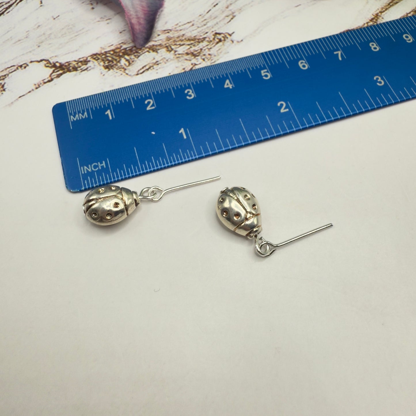 Silver Lady Bug Charm Doll Necklace & Earrings Set • 18 Inch Fashion Doll Jewelry