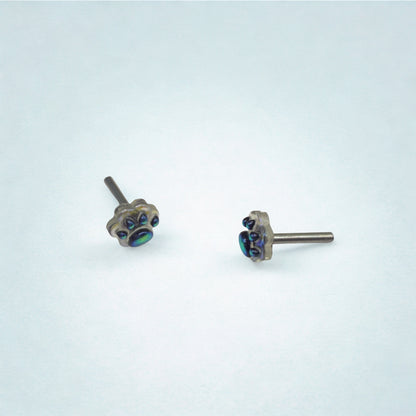 Blue Rainbow Effect Paw Print Post Doll Earrings • 2mm Post 18 Inch Fashion Doll