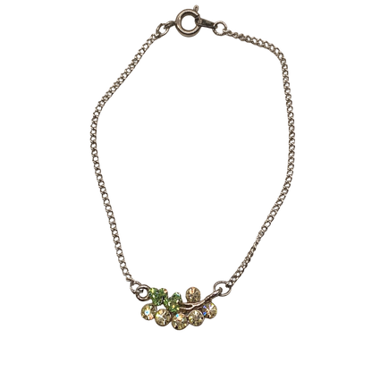Clear Green Rhinestone Leaf Flower Pendant Gold Doll Necklace • 18” Doll Jewelry