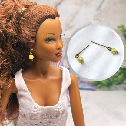 Yellow Iridescent Pearl Doll Earrings • 16 Inch Fashion Doll Jewelry