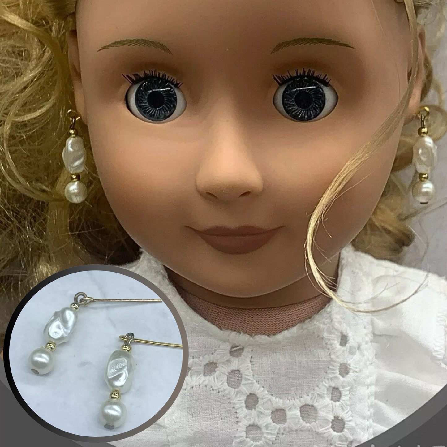 Swirl Spiral Shape Pearl Dangle Doll Earrings • 18 Inch Fashion Doll Jewelry
