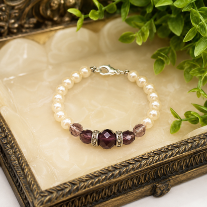 Pearl & Purple Crystal Rhinestone Doll Necklace • 18 Inch Fashion Doll Jewelry