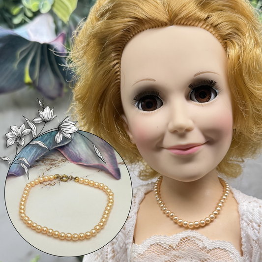 Peach Color Pearl Doll Necklace • 18-22 Inch Fashion Vintage Doll Jewelry