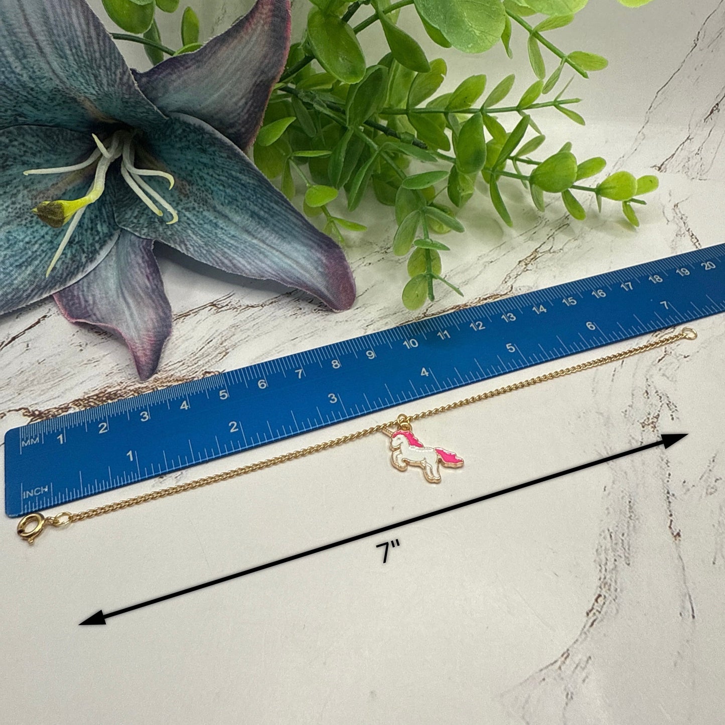 Unicorn Charm Gold Chain Doll Necklace • 18 Inch Fashion Doll Jewelry