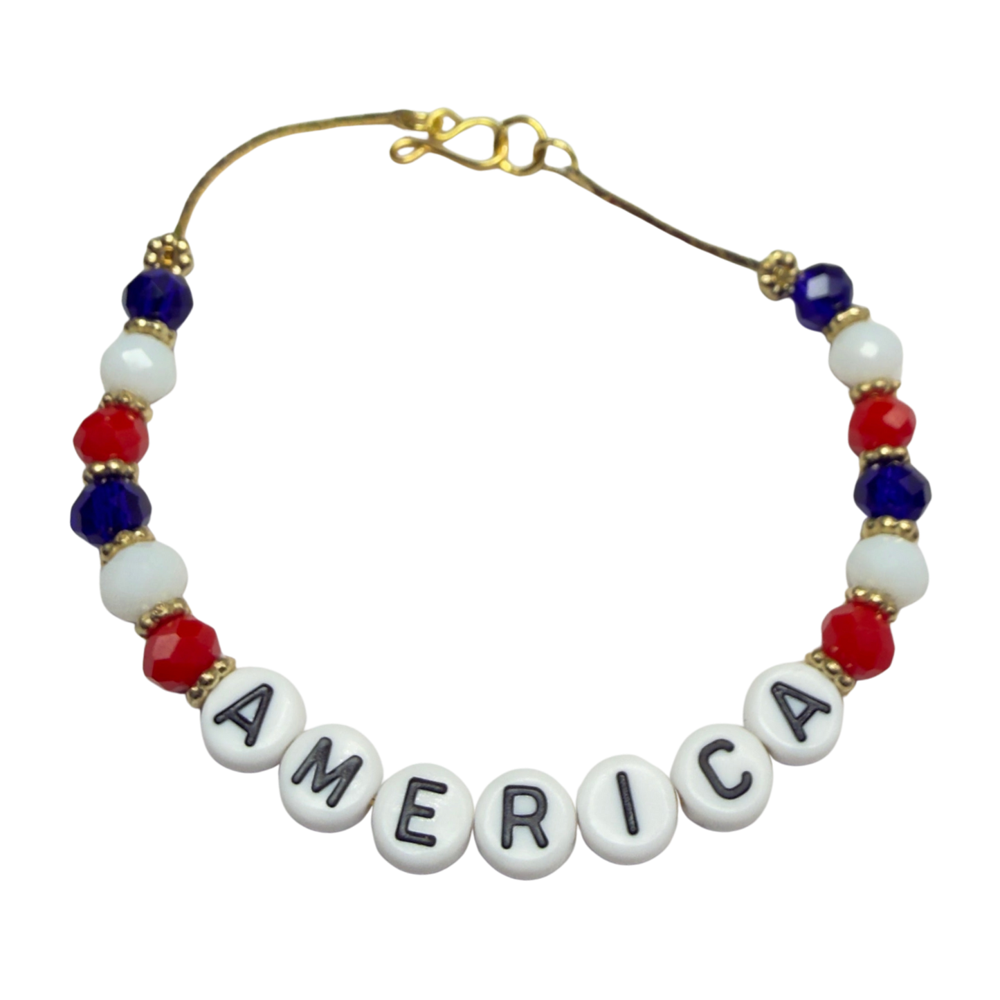 America Red White Blue Beaded Charm Doll Necklace for 18 Inch Fashion Doll
