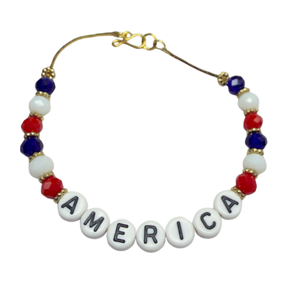 America Red White Blue Beaded Charm Doll Necklace for 18 Inch Fashion Doll