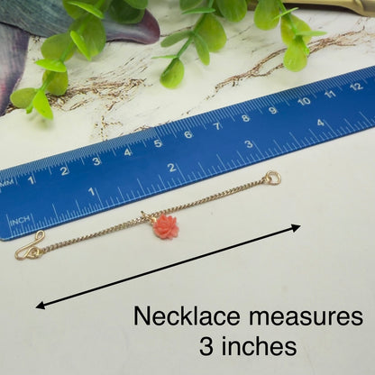 Coral Acrylic Rose Flower Charm Gold Chain Doll Necklace & Earrings • 16 Inch Fashion Doll Jewelry