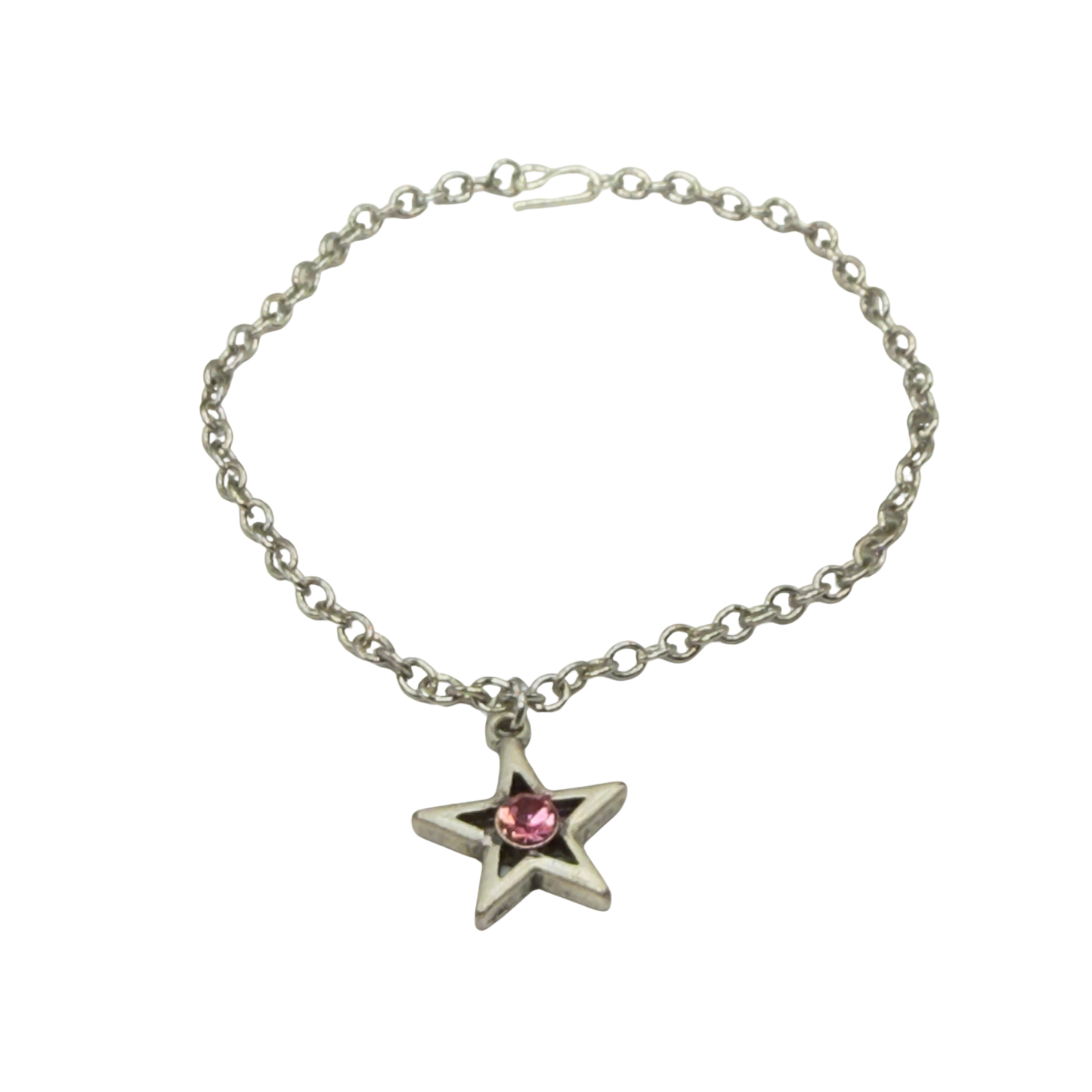 Silver Star Pink Rhinestone Charm Doll Necklace • 18 Inch Fashion Doll Jewelry