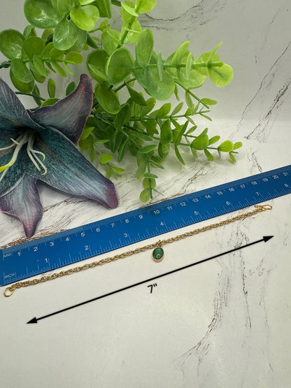 Green Oval Pendant Gold Chain Doll Necklace • 18 Inch Fashion Doll Jewelry