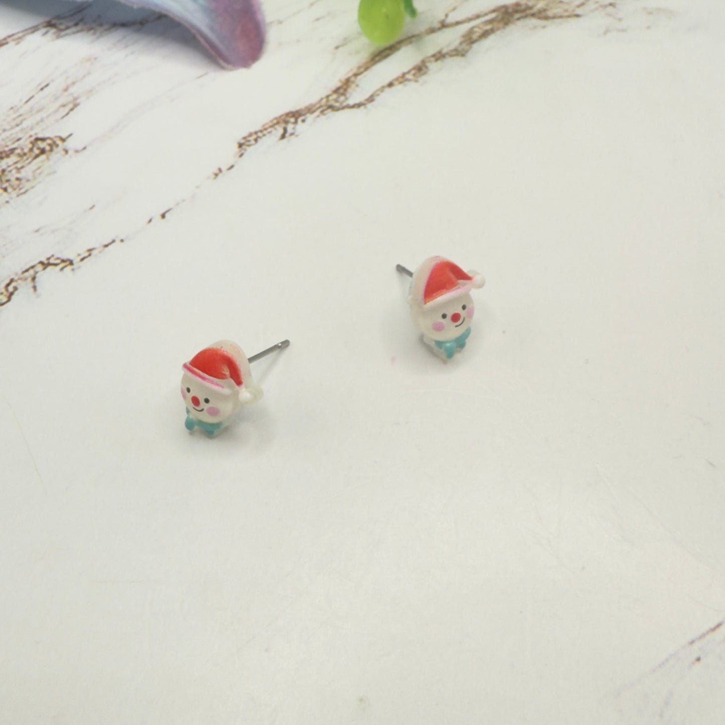 Snowman Santa Hat Christmas Post Doll Earrings • 18 Inch Fashion Doll Jewelry