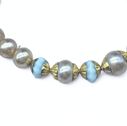 Pearl & Baby Blue Glass Bead Doll Necklace for 18-22” Vintage Doll Jewelry