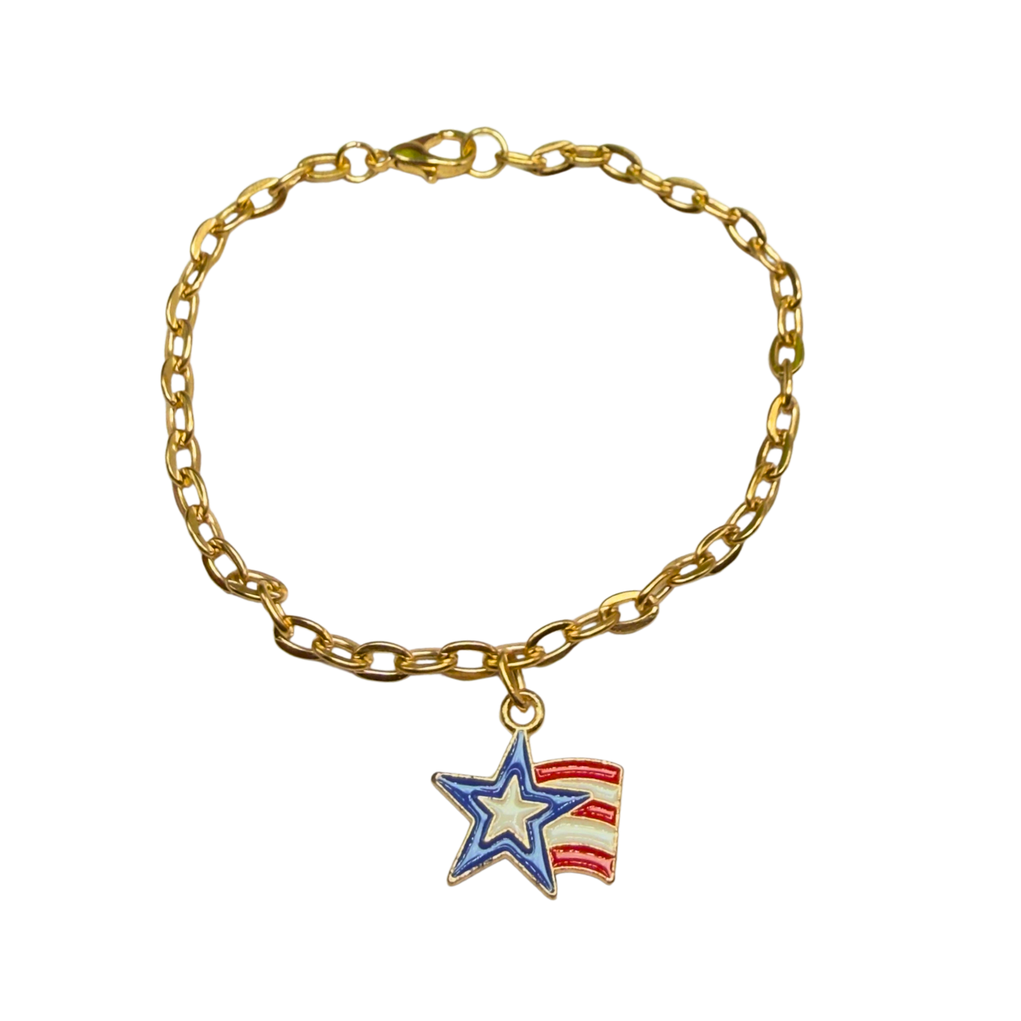 American Flag Star Charm Red White Blue Doll Necklace for 18 Inch Fashion Doll