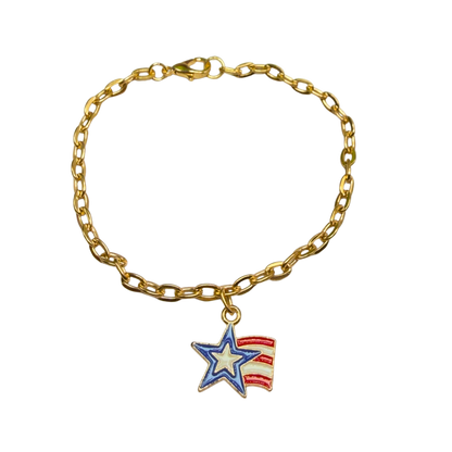 American Flag Star Charm Red White Blue Doll Necklace for 18 Inch Fashion Doll
