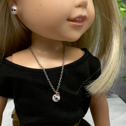 Halloween Mummy Charm Doll Necklace and Earrings Set • 14 Inch Doll Jewelry