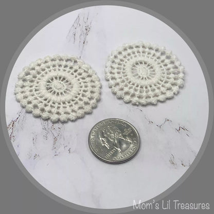 Set of 2 Off White Cream Crochet Fabric Doilies Doily • Dollhouse Miniatures