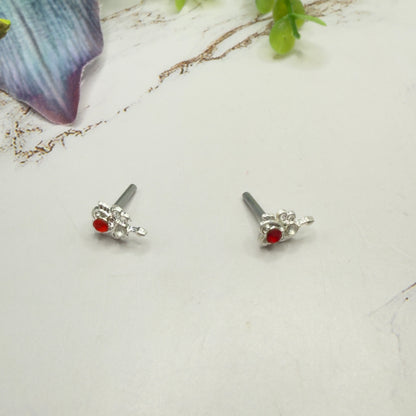 Red Rhinestone Heart Silver Wings Wand Design • 2mm Post for 18 Inch Fashion Doll