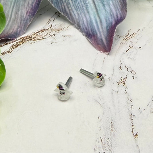 Ghost Halloween 2mm Post Doll Earrings • fits 18 Inch Doll • American Girl