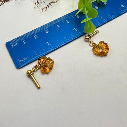 Fall Autumn Leaf Dangle 2mm Post Doll Earrings | fits 18 Inch Doll • American Girl