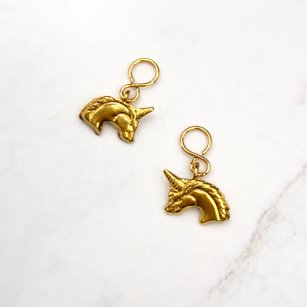 Gold Unicorn Doll Earring DANGLE ONLY • Fits 2mm Post • 18” Fashion Doll Jewelry