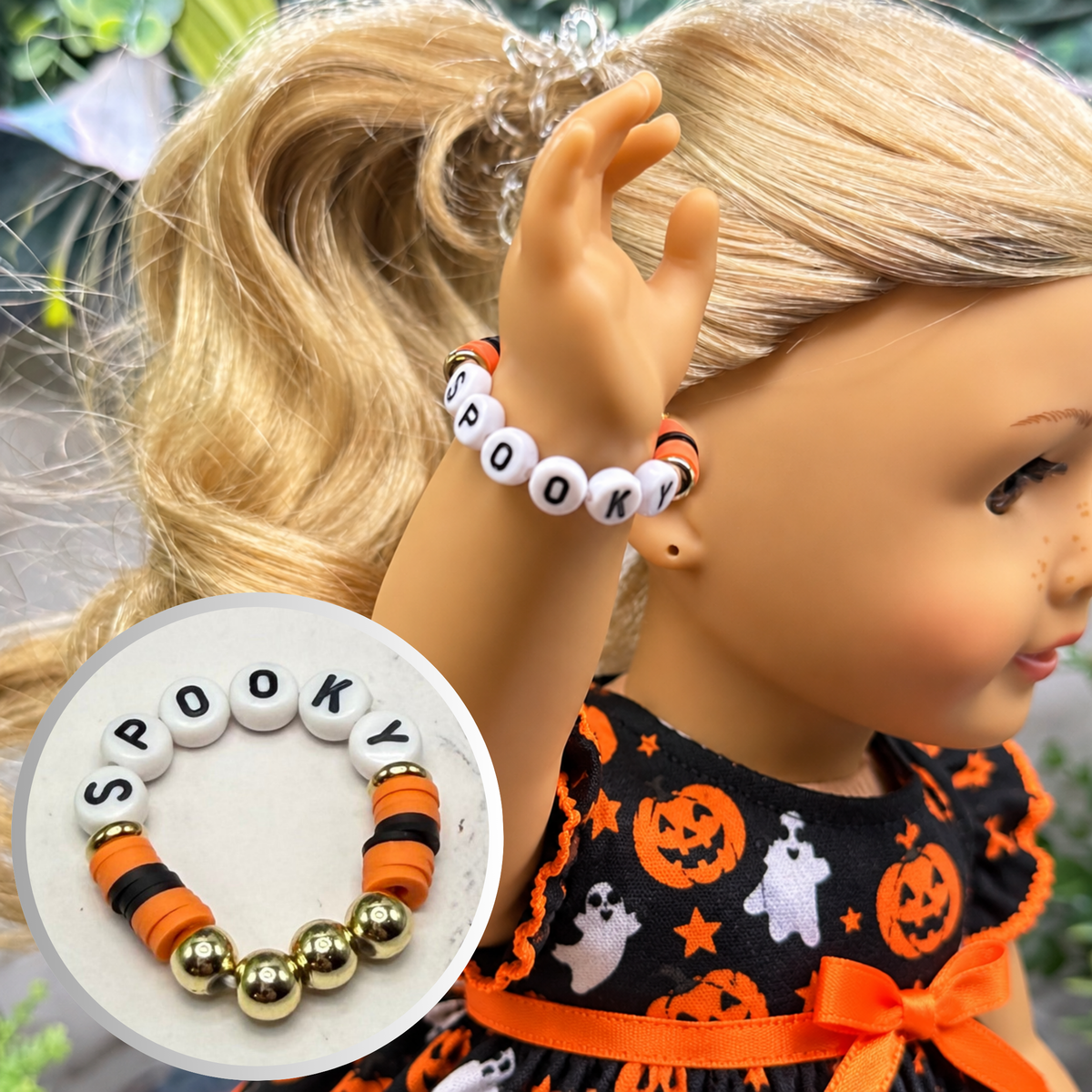 Spooky Halloween Beaded Stretch Bracelet | for 18 Inch Fashion Doll