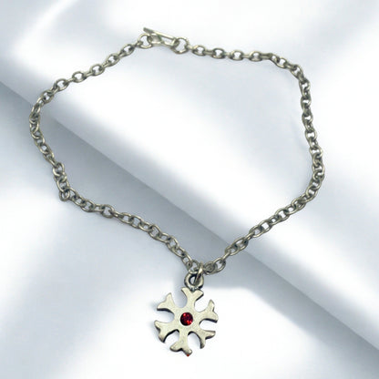 Silver Snowflake Red Rhinestone Doll Necklace Christmas • 18 Inch Fashion Doll Jewelry