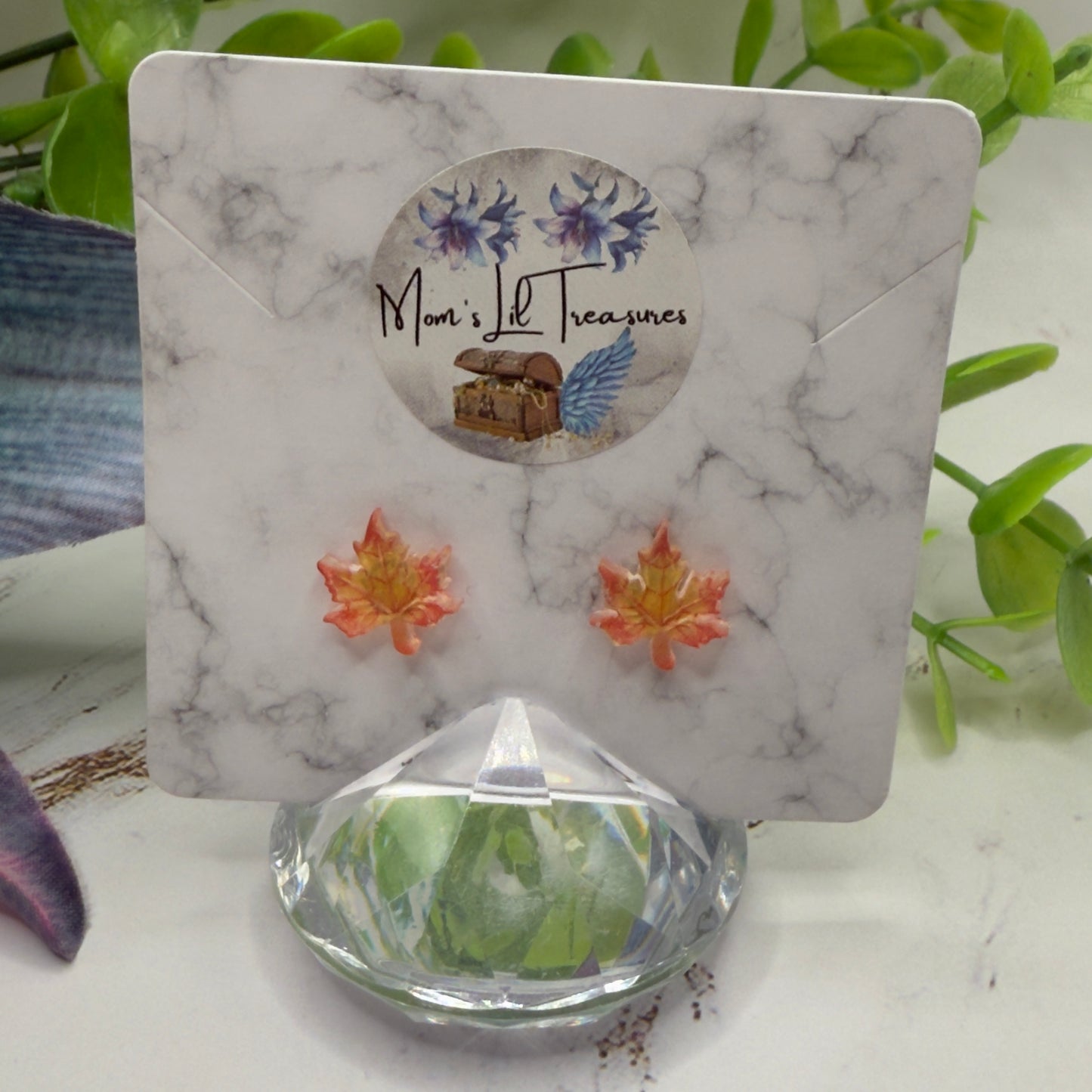 Autumn Maple Fall Leaf Post Doll Earrings • 2mm Post fit 18 Inch Fashion Doll