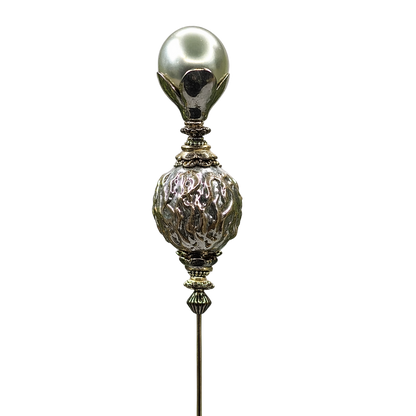 Gray Pearl Silver Gold Tone Filigree • 8.75” • Hatpin