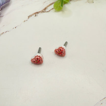 Pink Coral Lattice Design Heart Post Doll Earrings • 2mm Post for 18 Inch Fashion Doll
