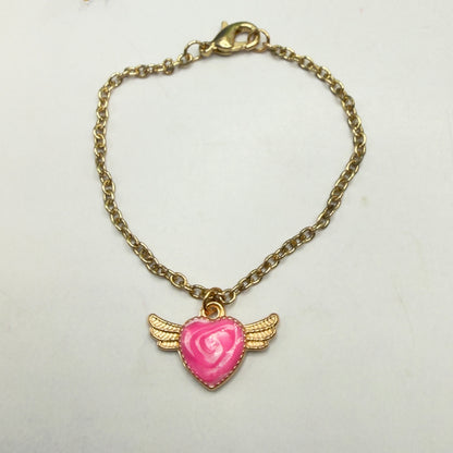 Pink Heart W/ Wings Pendant Gold Chain Doll Necklace • 18 Inch Fashion Doll Jewelry