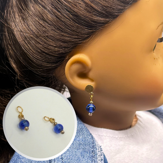 Blue Glass Doll Earring DANGLE ONLY • 18 Inch Fashion Doll Jewelry