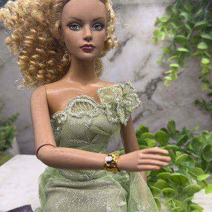 Black & White Cameo Gold Filigree Cuff Doll Bracelet • 16” Fashion Doll Jewelry