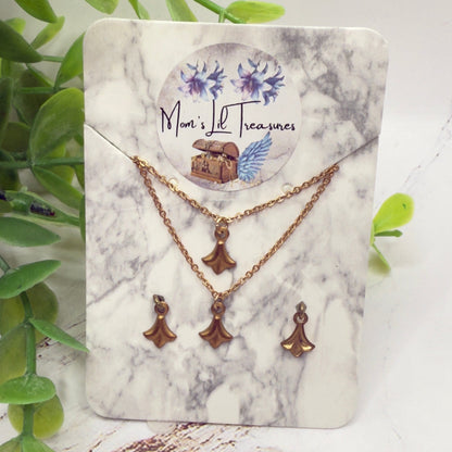 Victorian Style Double Pendant Chain Doll Necklace & Earrings • 16 Inch Fashion Doll Jewelry