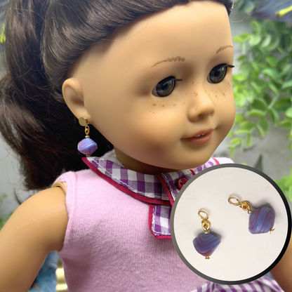 Blue Purple Glass Dangle Doll Earring DANGLE ONLY • 18” Fashion Doll Jewelry
