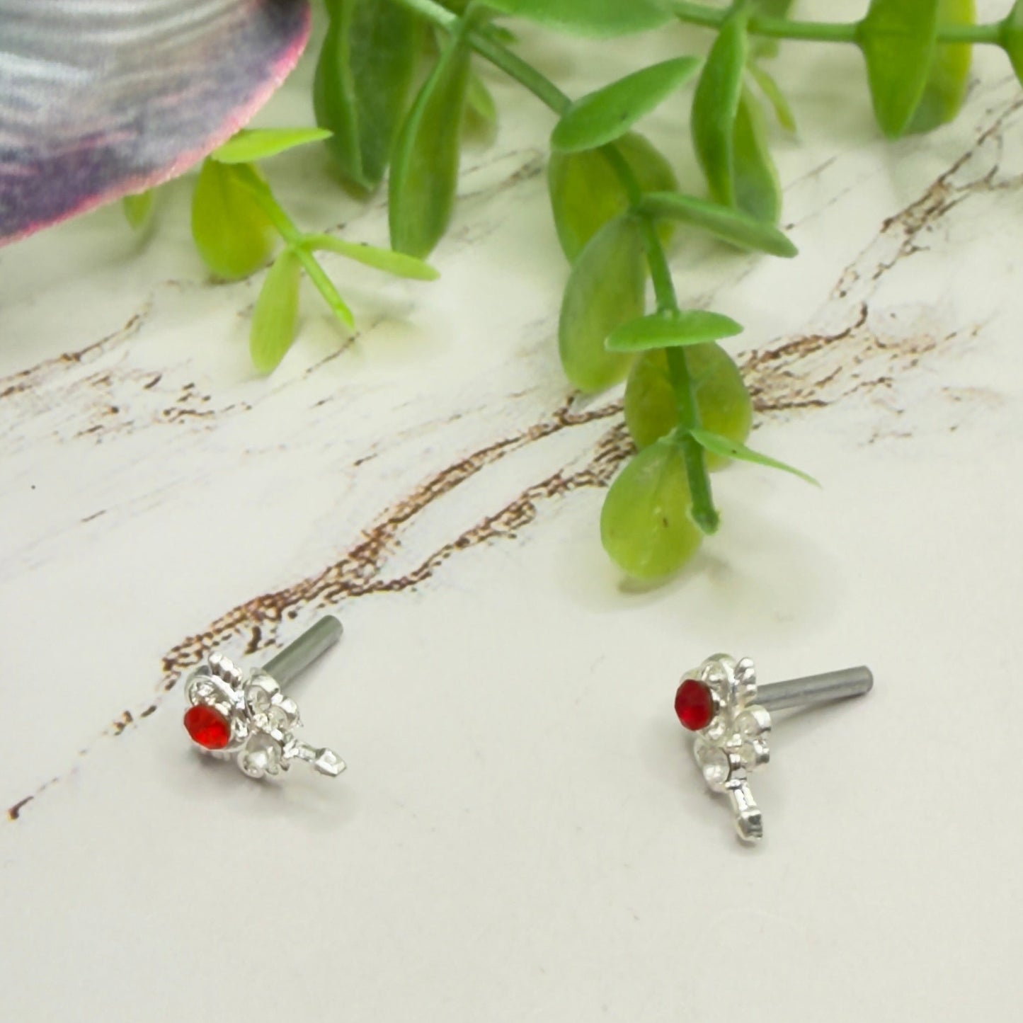 Red Rhinestone Heart Silver Wings Wand Design • 2mm Post for 18 Inch Fashion Doll
