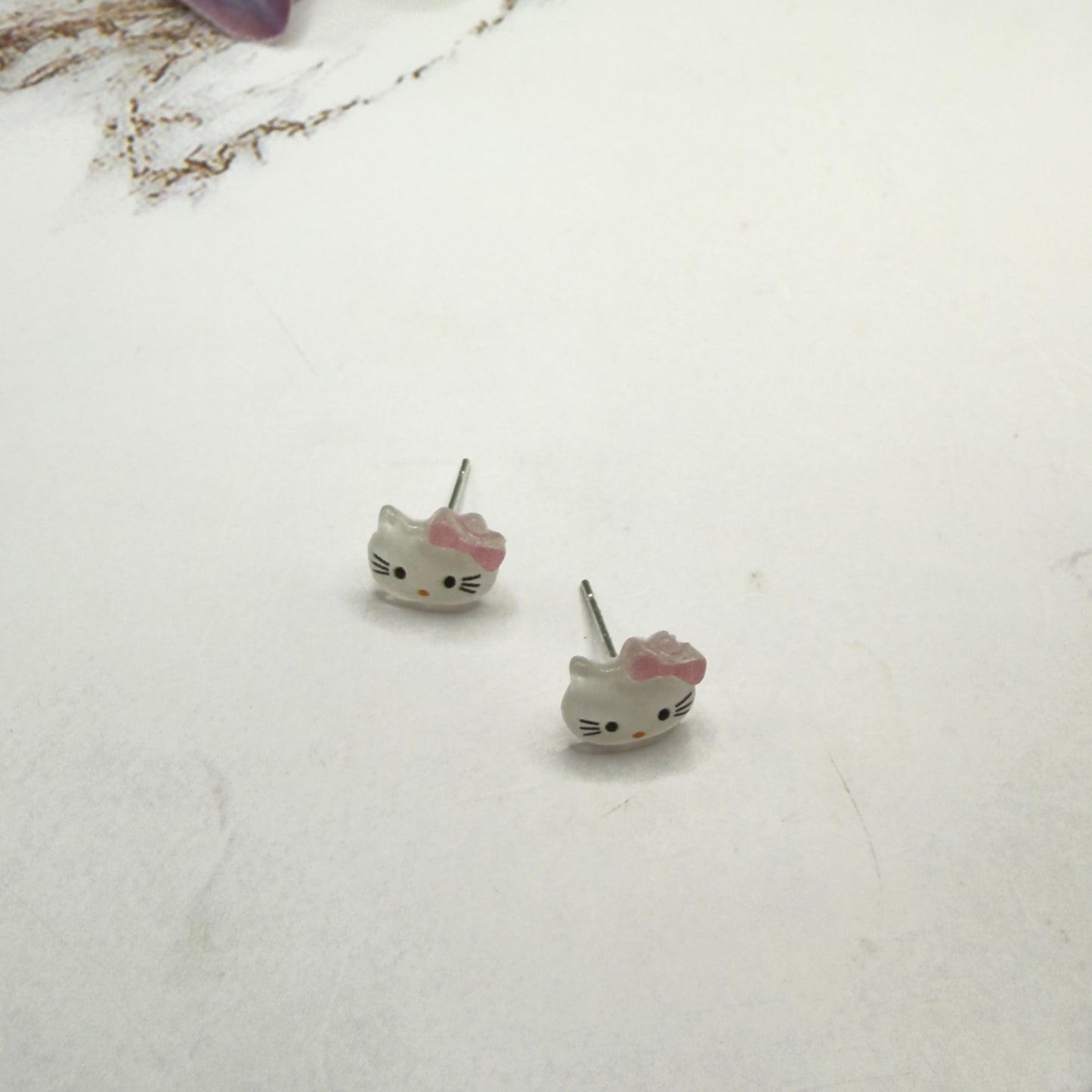 Hello Cat Kitty Pink Bow Post Doll Earrings • 18 Inch Fashion Doll Jewelry