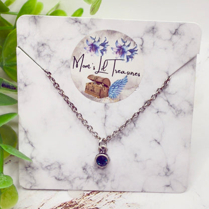 Dark Blue Round Rhinestone Pendant Doll Necklace • 16 Inch Fashion Doll Jewelry