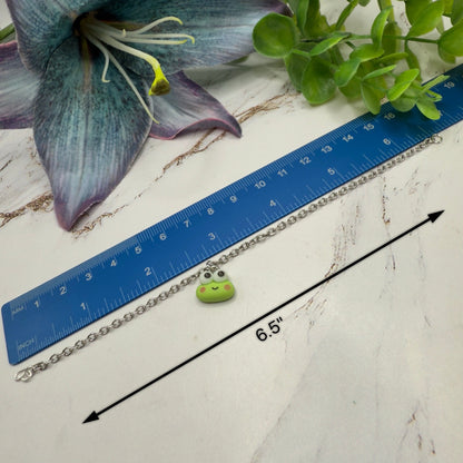 Keroppi Cute Frog Charm Necklace & Earrings Set • 18 Inch Fashion Doll Jewelry