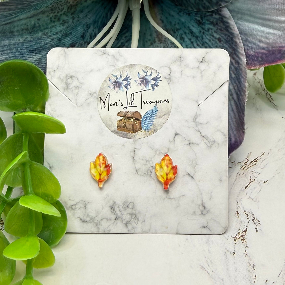Autumn Fall Leaf 2mm Post Doll Earrings | fits 18 Inch Fashion Doll • American Girl