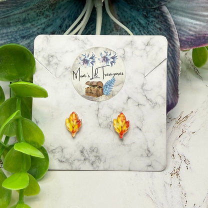 Autumn Fall Leaf 2mm Post Doll Earrings | fits 18 Inch Fashion Doll • American Girl