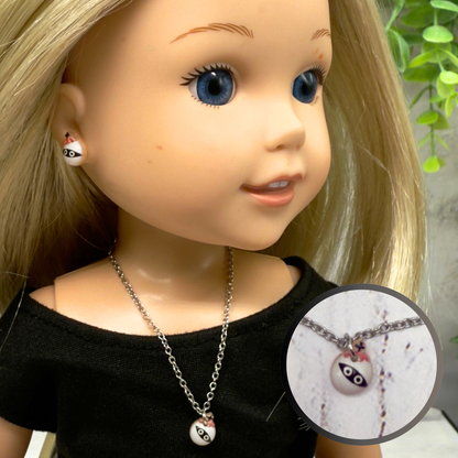 Halloween Mummy Charm Doll Necklace and Earrings Set • 14 Inch Doll Jewelry